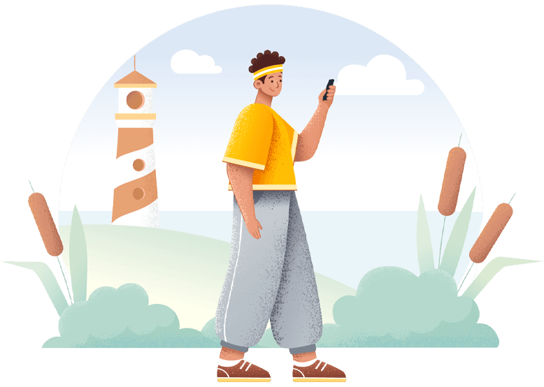 مردی که یک موبایل در دست دارد